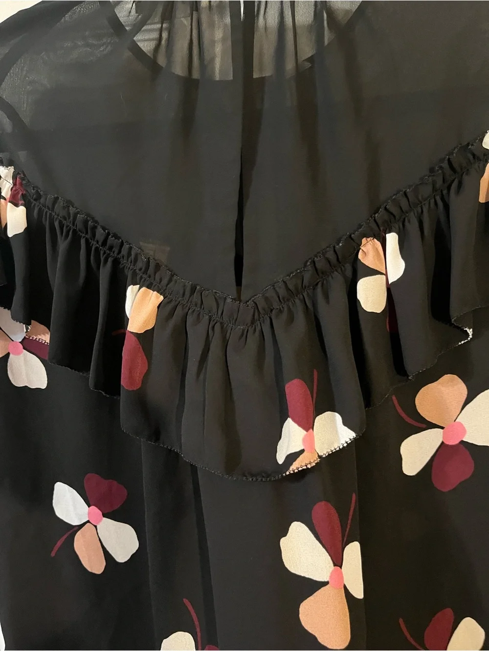 Kate Spade New York Live Colorfully Floral Dusk Buds Ruffle Blouse Size M